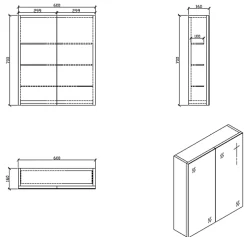 Armoire de toilette bloc-miroir SIENA largeur 60 cm noyer