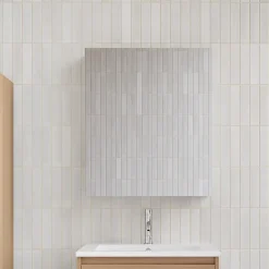 Armoire de toilette bloc-miroir FORTINA largeur 60 cm chêne clair
