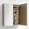 Armoire de toilette bloc-miroir SIENA largeur 60 cm chêne clair texture