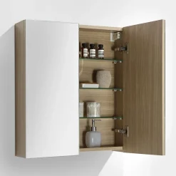 Armoire de toilette bloc-miroir SIENA largeur 60 cm chêne clair texture