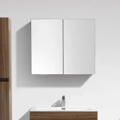Armoire de toilette bloc-miroir SIENA largeur 80 cm noyer