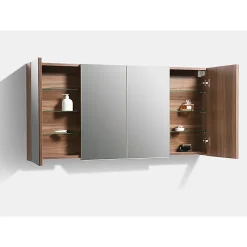 Armoire de toilette bloc-miroir SIENA largeur 144 cm noyer