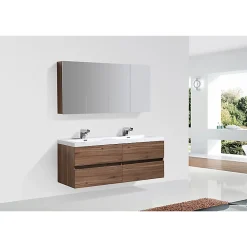 Armoire de toilette bloc-miroir SIENA largeur 144 cm noyer