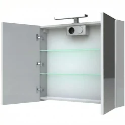Armoire de toilette éclairante 2 portes 80 cm blanche Juno 2