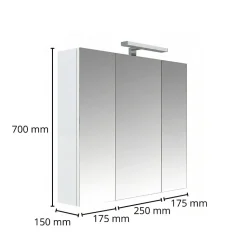 Armoire de toilette éclairante 3 portes 60 cm blanche Juno 2