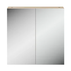 Armoire de toilette effet chêne et 2 portes miroir l.55 x H.54 xP.14,6 cm, Opah