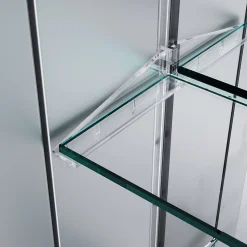 Armoire de toilette en Aluminium SIRHONA Miroir multi-surfaces 65x60 cm Interrupteur tactile LED + Anti-buée + Prise rasoir