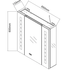 Armoire de toilette en Aluminium SIRHONA Miroir multi-surfaces 65x60 cm Interrupteur tactile LED + Anti-buée + Prise rasoir