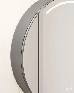 Armoire de toilette LED aluminium MANILLONS 1p miroir diamètre 80 cm P. 14 cm - Nox