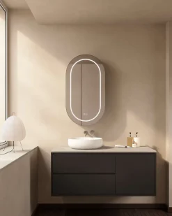 Armoire de toilette LED aluminium MANILLONS 1p miroir l. 50 cm H. 90 cm P. 14 cm - Mint