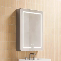 Armoire de toilette LED aluminium MANILLONS 2p miroir l. 60 cm H. 80 cm P. 14 cm - Gan