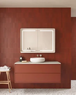 Armoire de toilette LED aluminium MANILLONS 2p miroir l. 100 cm H. 70 cm P. 14 cm - Gan