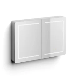 Armoire de toilette LED aluminium MANILLONS 2p miroir l. 100 cm H. 70 cm P. 14 cm - Gan