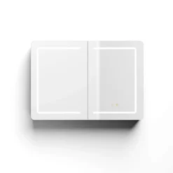 Armoire de toilette LED aluminium MANILLONS 2p miroir l. 100 cm H. 70 cm P. 14 cm - Gan