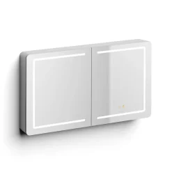 Armoire de toilette LED aluminium MANILLONS 2p miroir l. 120 cm H. 70 cm P. 14 cm - Gan