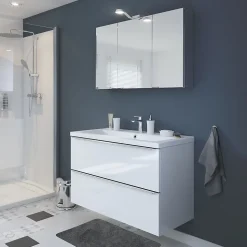 Armoire de toilette miroir l.100 x H.60 x P.15 cm, GoodHome Imandra