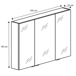 Armoire de toilette miroir l.100 x H.60 x P.15 cm, GoodHome Imandra