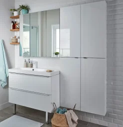 Armoire de toilette miroir l.100 x H.90 x P.15 cm, GoodHome Imandra