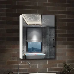 Armoire de Toilette Mural avec Miroir et Rangement - Moderne, Blanc, 50x70 cm, AICA Sanitaire