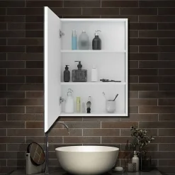 Armoire de Toilette Mural avec Miroir et Rangement - Moderne, Blanc, 60x70 cm, AICA Sanitaire