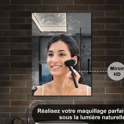 Armoire de Toilette Mural avec Miroir et Rangement - Moderne, Chêne, 50x70 cm, AICA Sanitaire