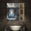 Armoire de Toilette Mural avec Miroir Niches Intégrées et Rangement Fermé - Moderne,Chêne, 80x70 cm, AICA Sanitaire