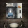 Armoire de Toilette Mural avec Miroir Niches Intégrées et Rangement Fermé - Moderne, Blanc, 70x70 cm, AICA Sanitaire