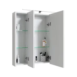 Armoire de toilette salle de bain avec miroir et LED 72,4x72x15 cm