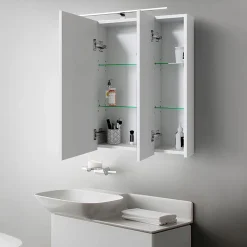 Armoire de toilette salle de bain avec miroir et LED 72,4x72x15 cm