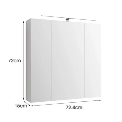 Armoire de toilette salle de bain avec miroir et LED 72,4x72x15 cm