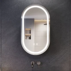 Armoire de toilette SIRHONA 40x70cm+Touch+LED Tri-couleur Température+ Anti-buée+ Prise rasoir
