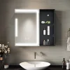 Armoire de toilette SIRHONA Etagère de Rangement 65x60cm+Touch+LED Température Tri-Couleur+ Anti-buée+Prise rasoir
