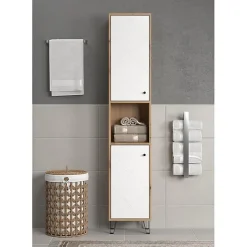 Armoire haute - TRENDTEAM - Série Touch - Blanc/Brun - 36 cm - 191 cm de hauteur