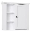 Armoire haute murale de salle de bain ou WC placard 1 porte 3 niches dim. 53L x 14,5l x 50,5H cm MDF panneaux particules blanc