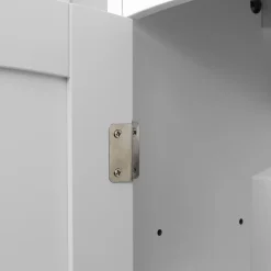 Armoire haute murale de salle de bain ou WC - placard porte avec étagère réglable - dim. 41L x 18l x 52H cm - MDF blanc gris
