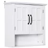 Armoire haute murale de salle de bain ou WC 2 portes 2 étagères niche dim. 60 x 20 x 58 cm blanc
