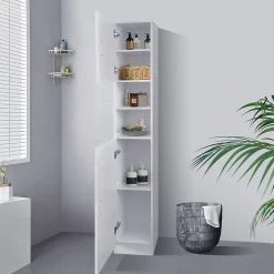 Armoire haute salle de bain colonne blanc MDF 30x190x25 cm