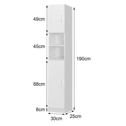 Armoire haute salle de bain colonne blanc MDF 30x190x25 cm
