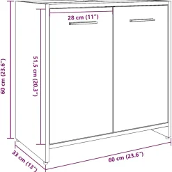 Armoire lavabo de salle de bain vieux bois 60x33x60 cm vidaXL
