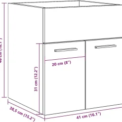 Armoire lavabo de salle de bain chêne sonoma 41x38,5x46 cm vidaXL