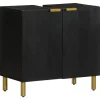 Armoire lavabo de salle de bain noir bois d'ingénierie vidaXL