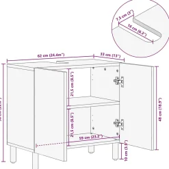 Armoire lavabo de salle de bain noir bois d'ingénierie vidaXL