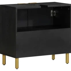 Armoire lavabo de salle de bain noir bois d'ingénierie vidaXL