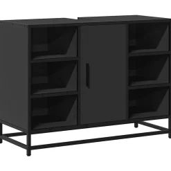 Armoire lavabo de salle de bain noir 80x33x60cm bois ingénierie vidaXL