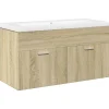 Armoire lavabo de salle de bain et bassin intégré chêne sonoma vidaXL