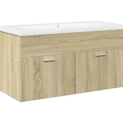 Armoire lavabo de salle de bain et bassin intégré chêne sonoma vidaXL