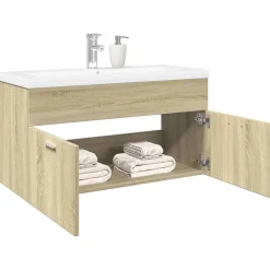 Armoire lavabo de salle de bain et bassin intégré chêne sonoma vidaXL