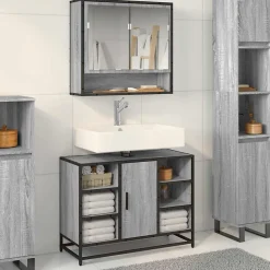Armoire lavabo de salle de bain sonoma gris bois d'ingénierie vidaXL