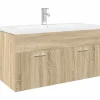 Armoire lavabo de salle de bain et bassin intégré chêne sonoma vidaXL