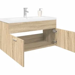 Armoire lavabo de salle de bain et bassin intégré chêne sonoma vidaXL